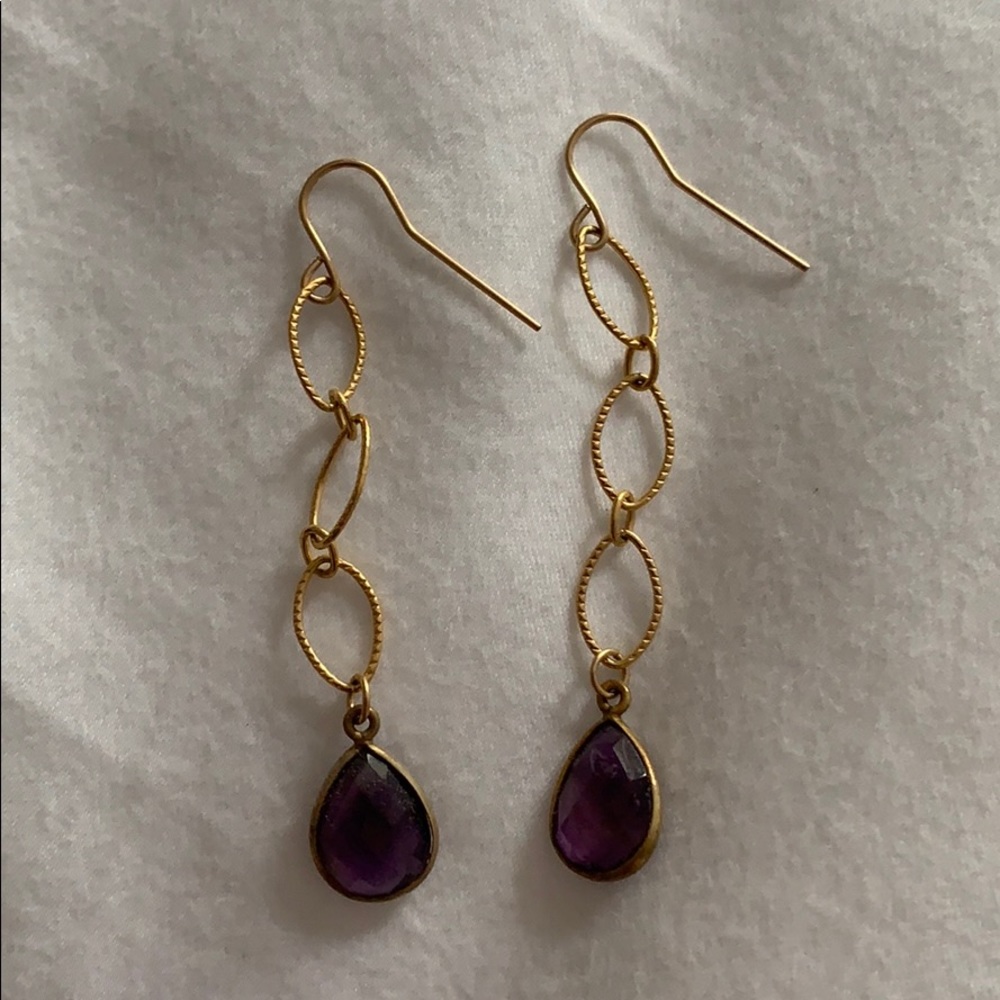 Purple and Gold Drop Down Earings